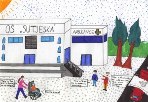 Vladimir Ljumović , 11god ; OŠ ,,Sutjeska” , Podgorica CRNA GORA, Mentor: Ivan Đurišić; “School for everyone”  I wanted to show that we can all together make a pleasant and safe environment for all students